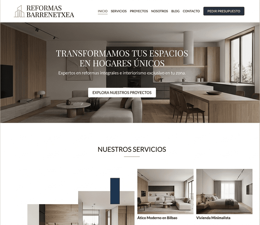 Ejemplo de Web de presencia — Reformas Barrenetxea